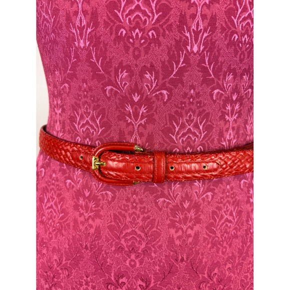 Christian Dior Red Woven Braided Leather Belt Medium Aniline Cowhide Vintage - Picture 6 of 10